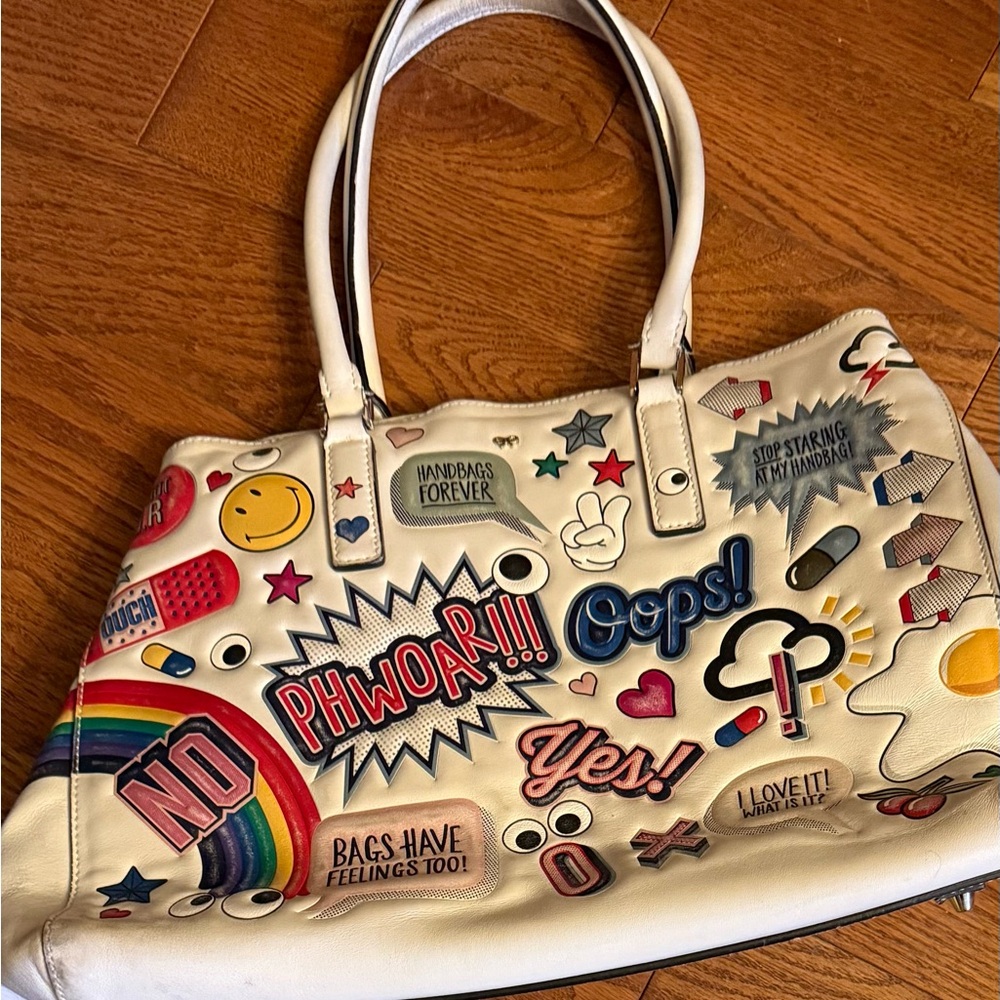 Anya Hindmarch Cream Graphic Tote Bag size medium. - Picture 2 of 16